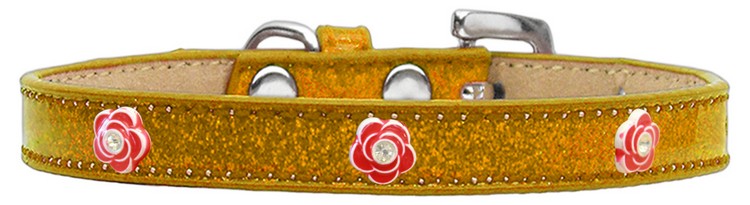 Red Rose Widget Dog Collar Gold Ice Cream Size 20